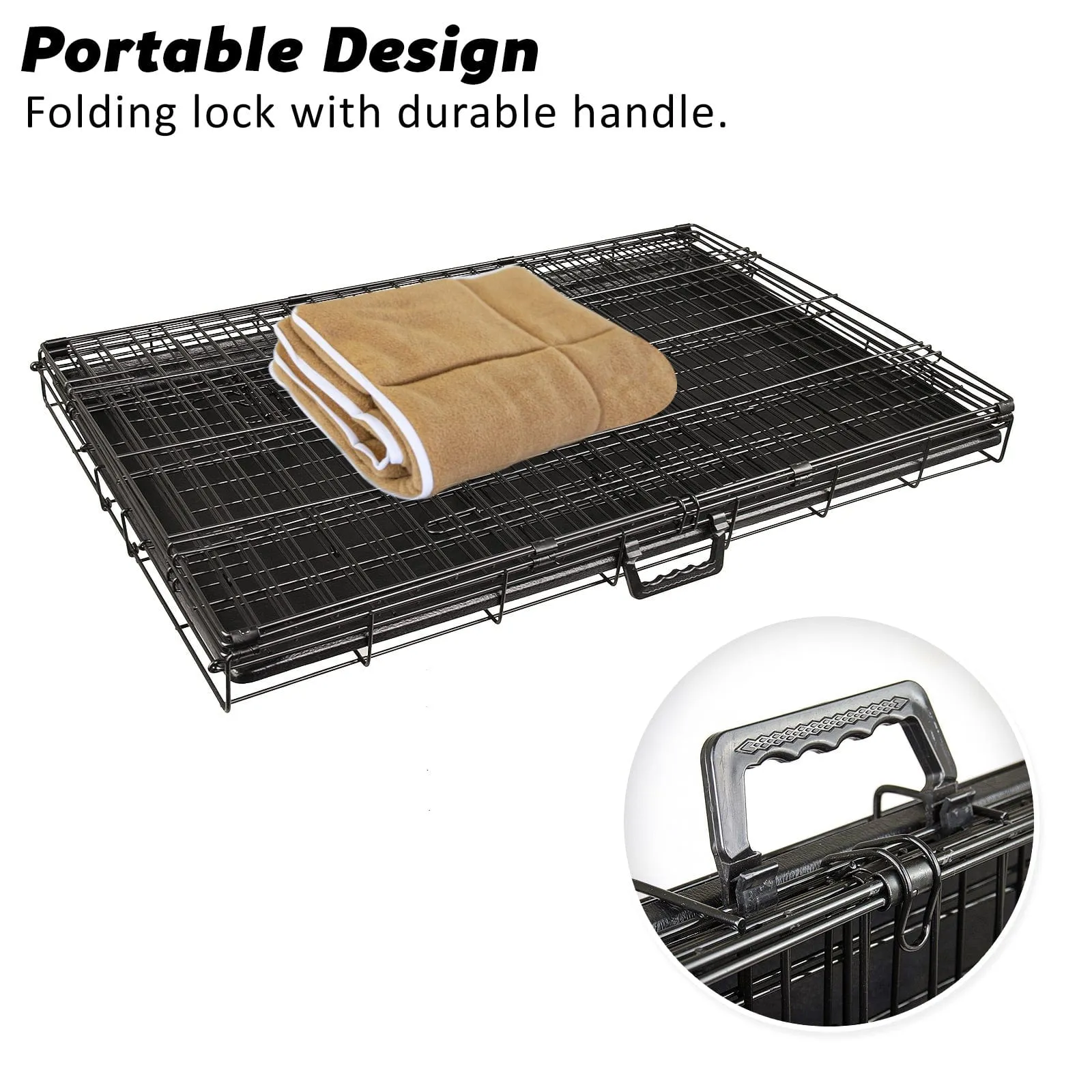 Wire Dog Cage Foldable Crate Kennel 48in with Tray   Cushion Mat Combo