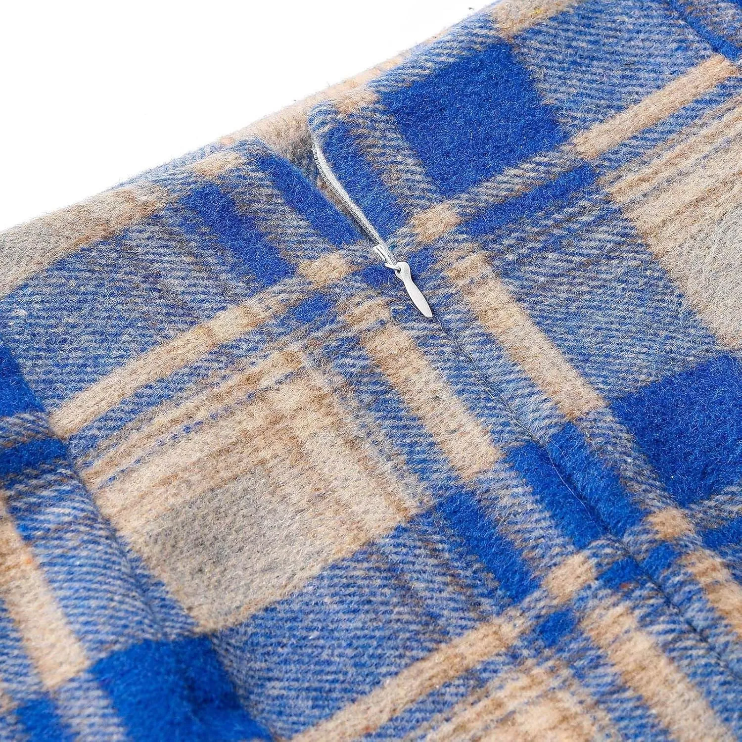 Women Wool Plaid Skirts Knee Length Preppy Clothes Bodycon Checkered Pencil Skirt High Waist Fall Winter Skirts