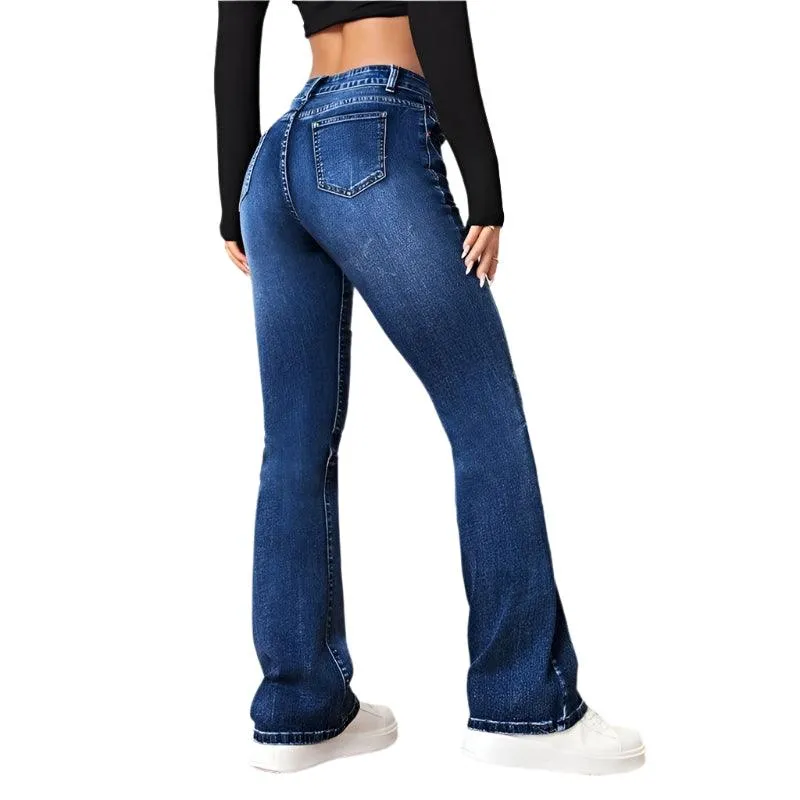 Women’s Casual Vintage Micro Flare Jeans – Trendy Streetwear for All Seasons