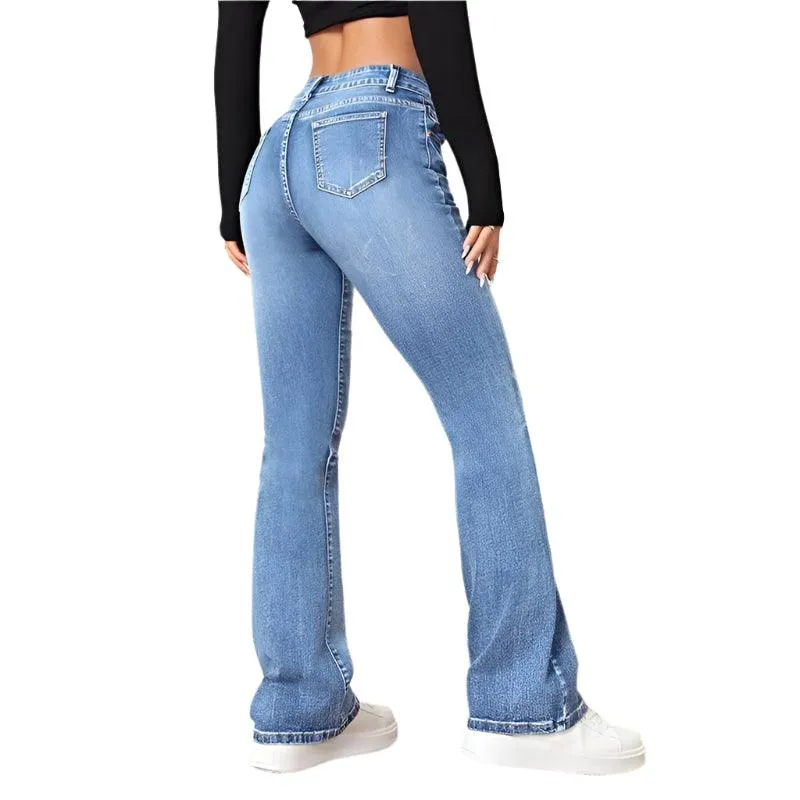 Women’s Casual Vintage Micro Flare Jeans – Trendy Streetwear for All Seasons
