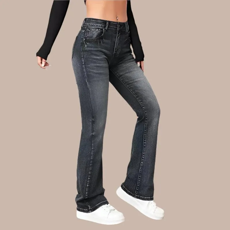 Women’s Casual Vintage Micro Flare Jeans – Trendy Streetwear for All Seasons