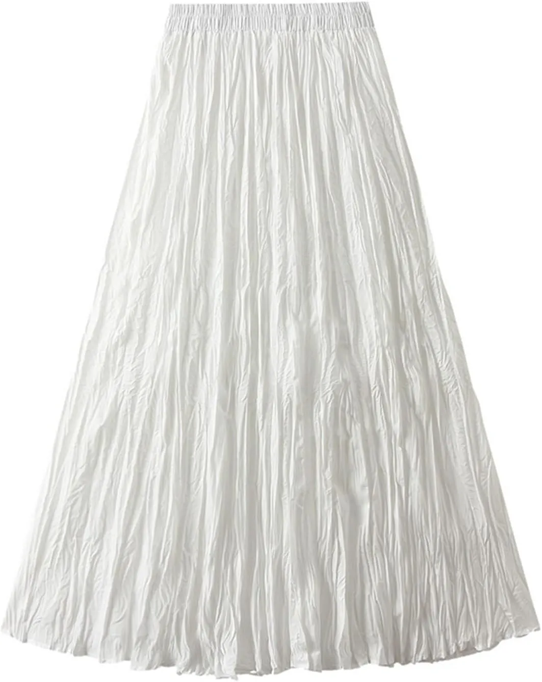 Women's Solid Color High Waist Flowing Pressed Pleated Skirt Large Slimming Pleated A Line Skirt Plus Size Loose Fit