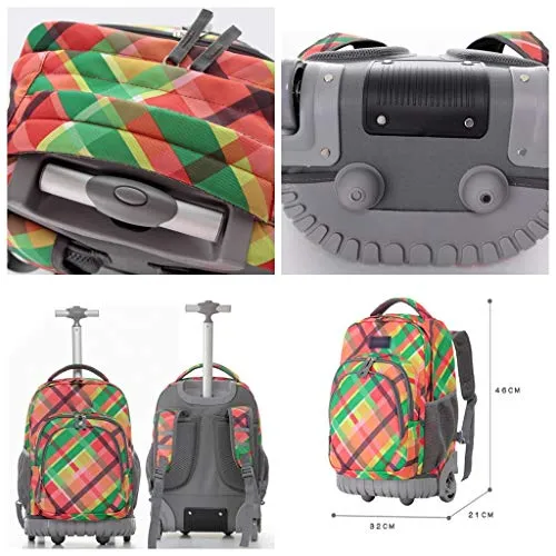 Yexin Wheeled Laptop Backpack, Great For High School, College Backpack, Rolling School Bag,