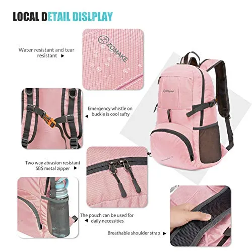 ZOMAKE Lightweight Packable Travel Backpack, 35L Water Resistant Hiking Daypack Foldable Backpack for Women Men, Outdoor Camping